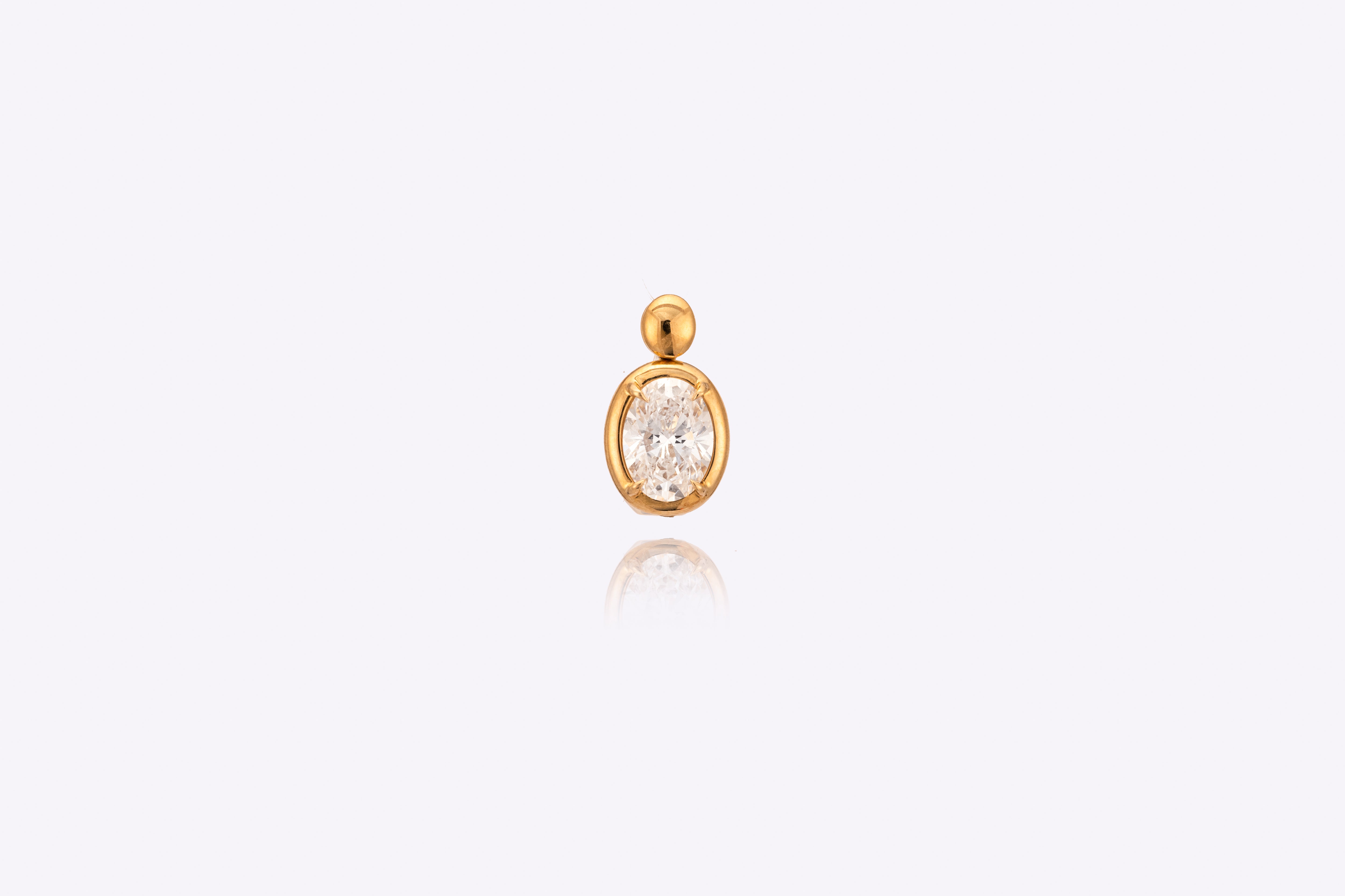 Golden Glow: Oval-Cut Lab-Grown Diamond Bezel Pendant