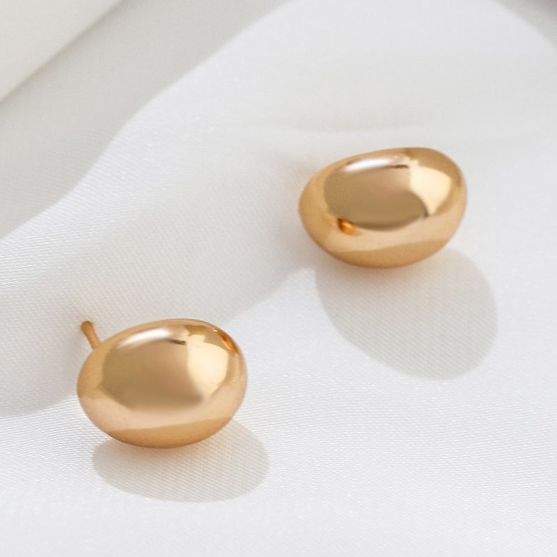 Gold Bean Earrings in Sterling Silver