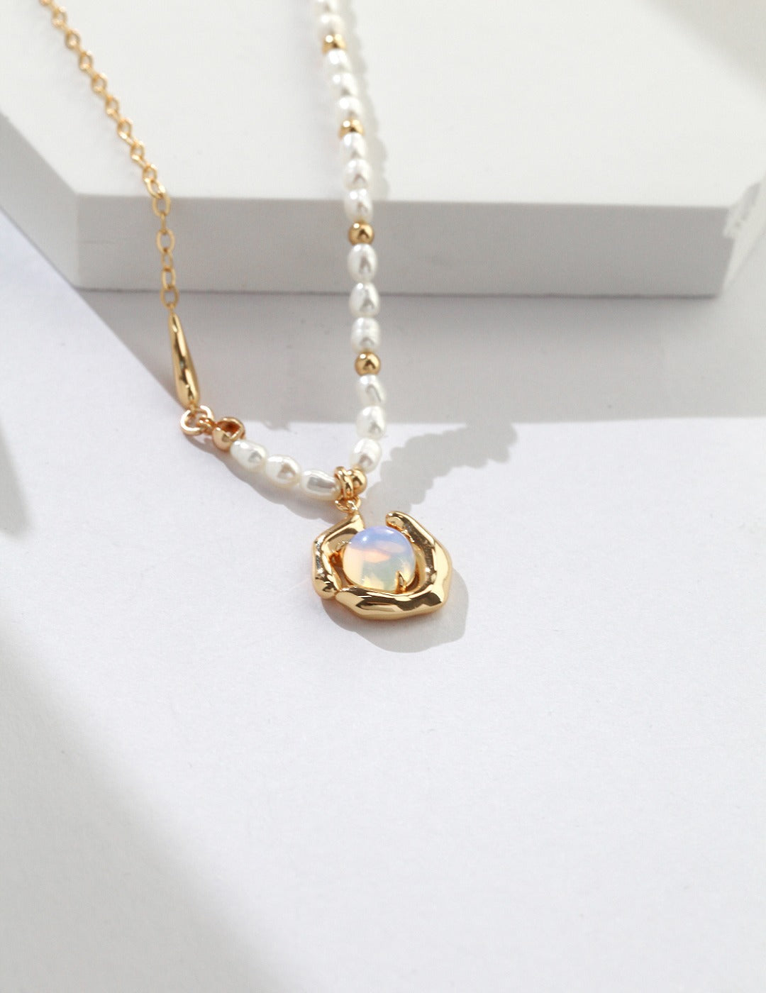 Lakeside Embrace: Sterling Silver Opal Necklace
