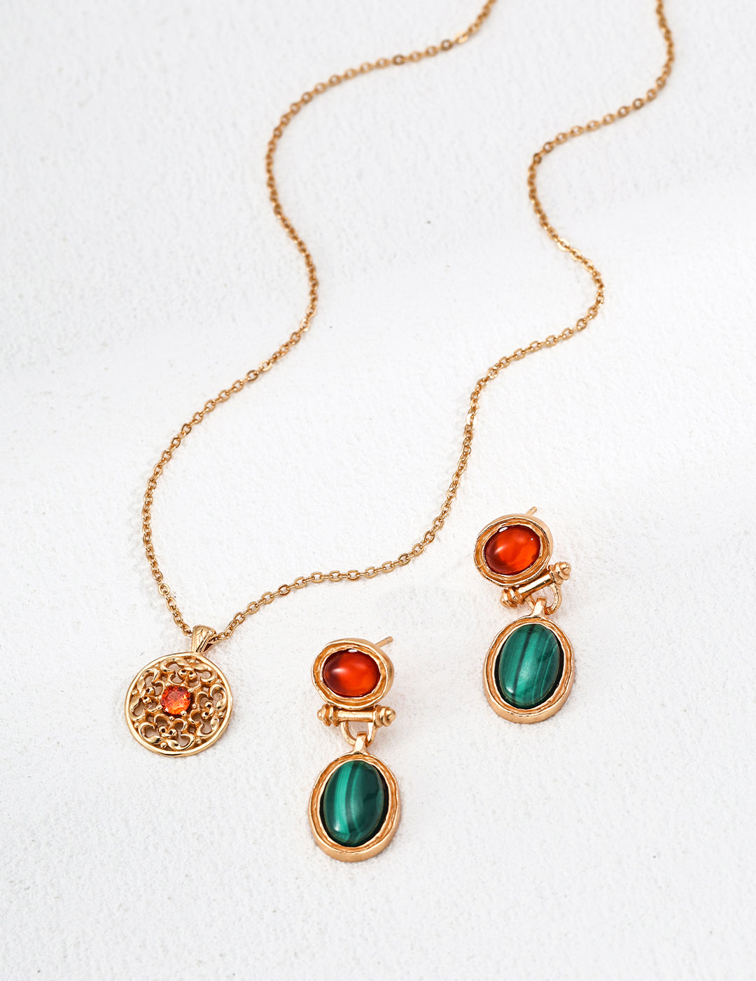 Vintage Malachite and Agate Earrings