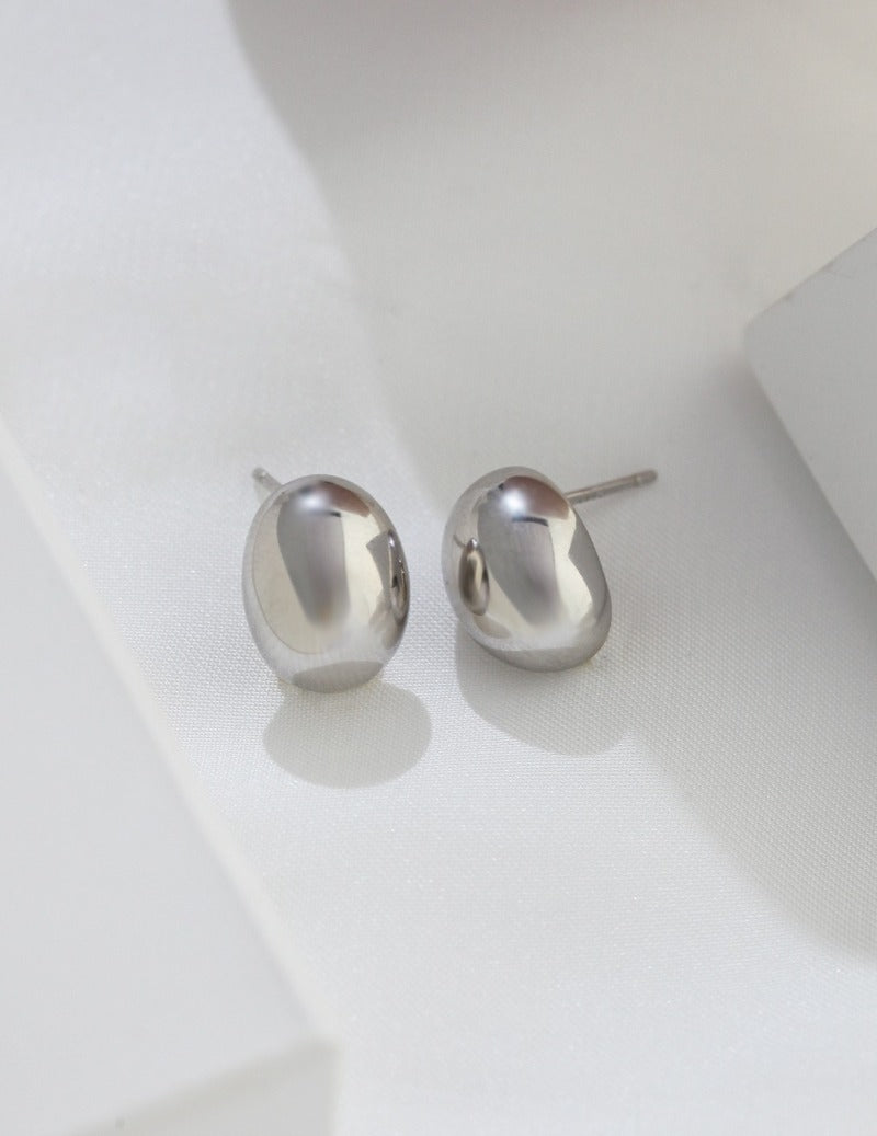 Gold Bean Earrings in Sterling Silver