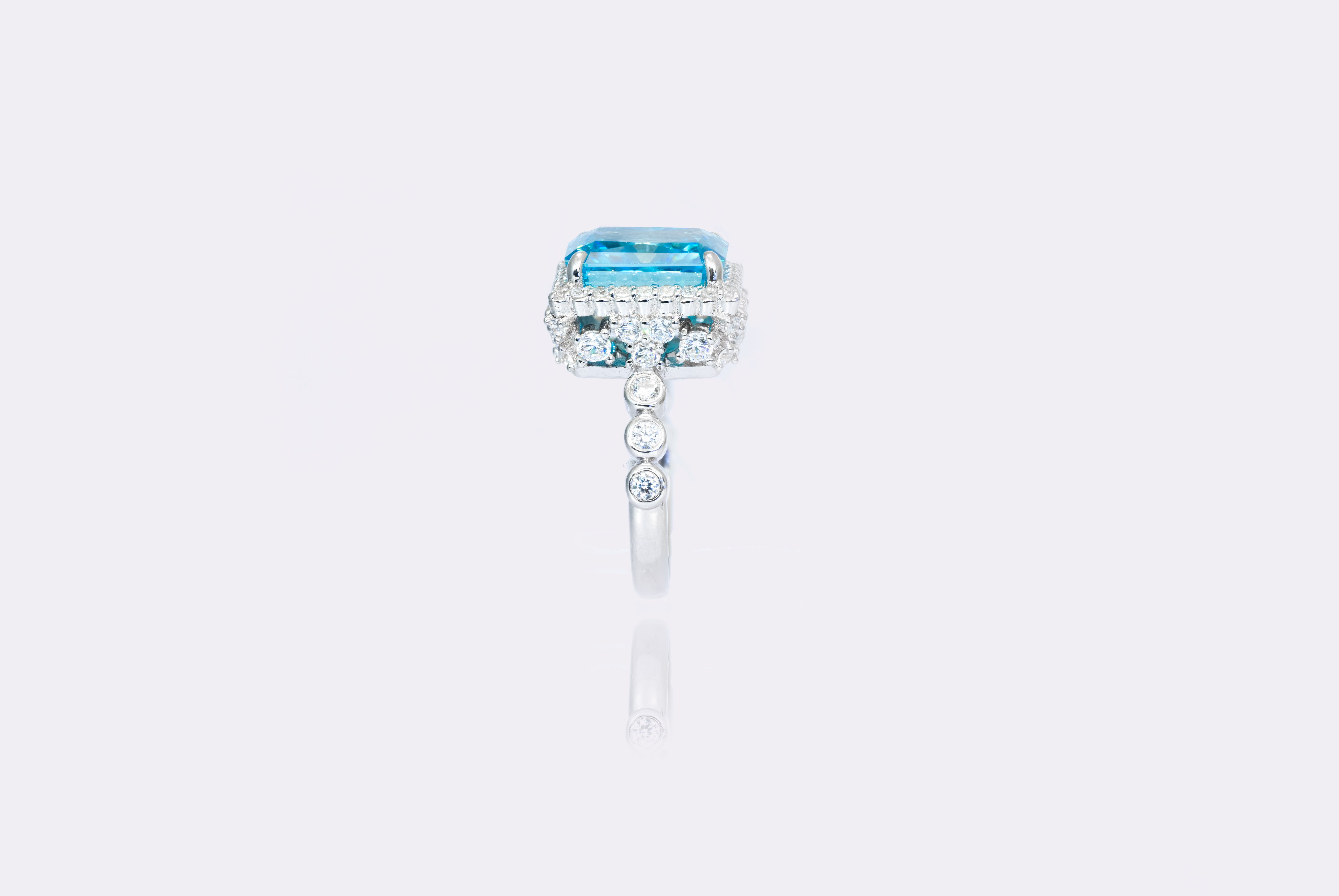 Azure Brilliance Aquamarine Diamond  Ring in Sterling Silver
