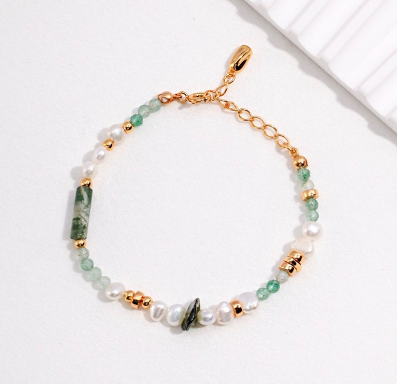 Protection: Natural Pearl and Jade Bracelet
