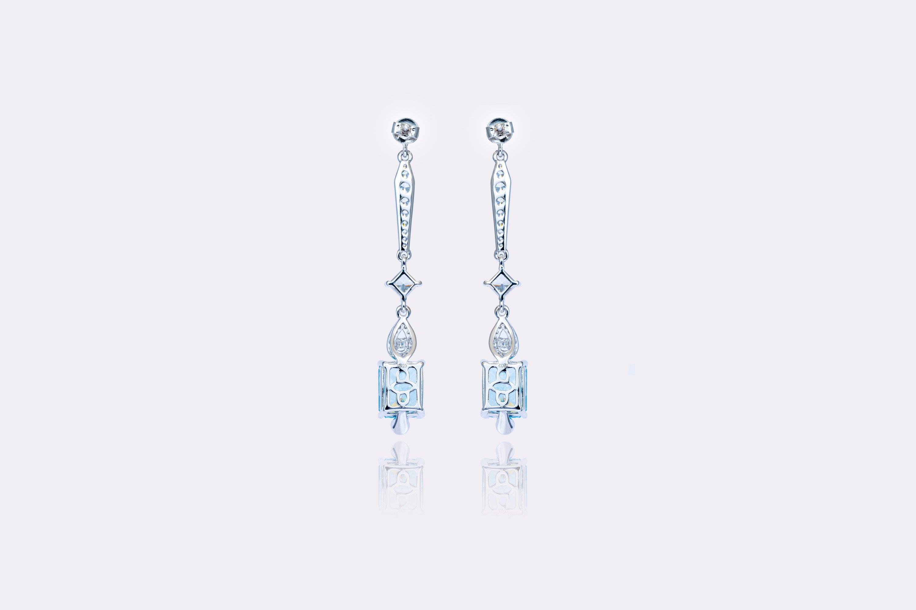  Sophisticated Blue Topaz and Diamond Drop Earrings