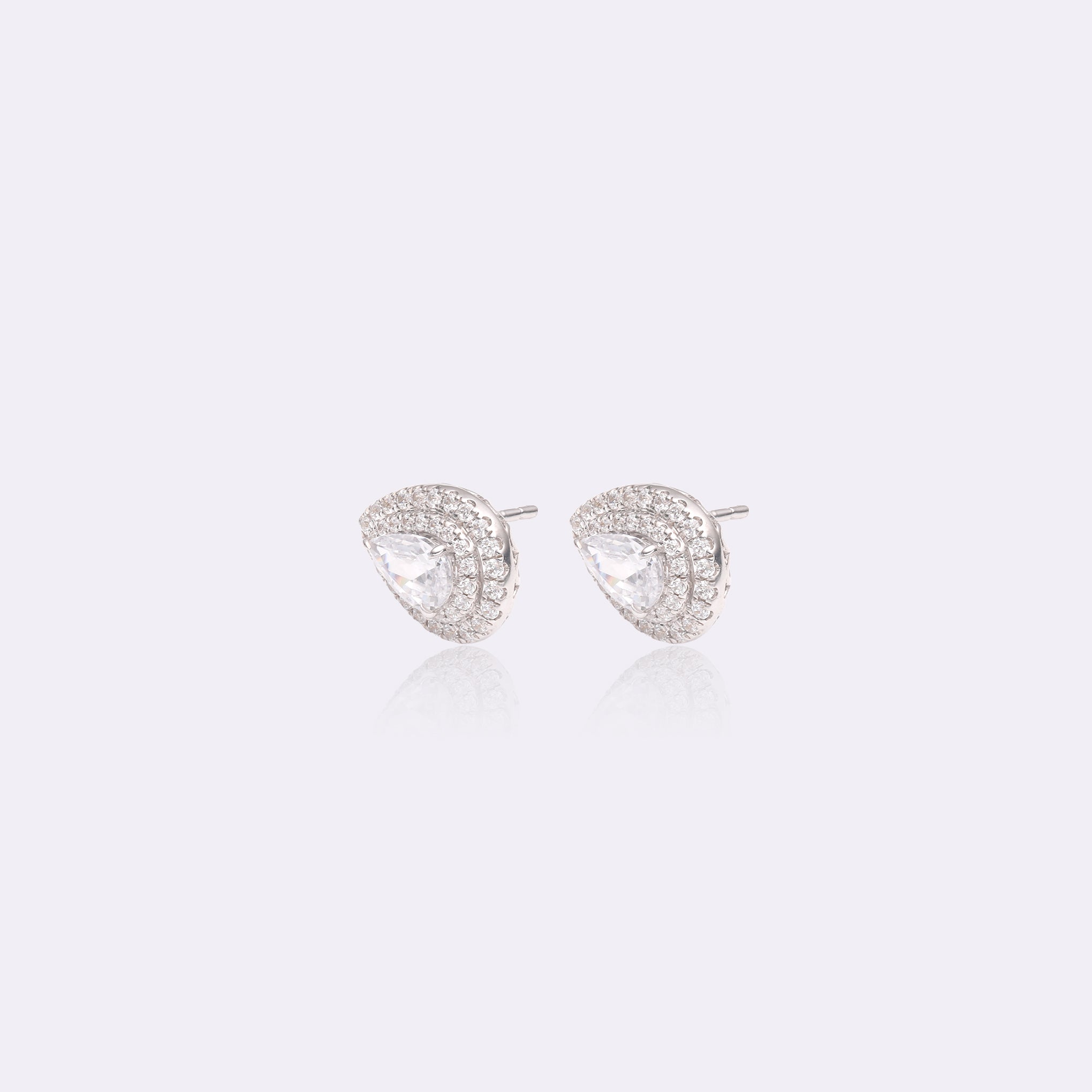 Teardrop Elegance Halo Studs with Lab-Grown Diamonds