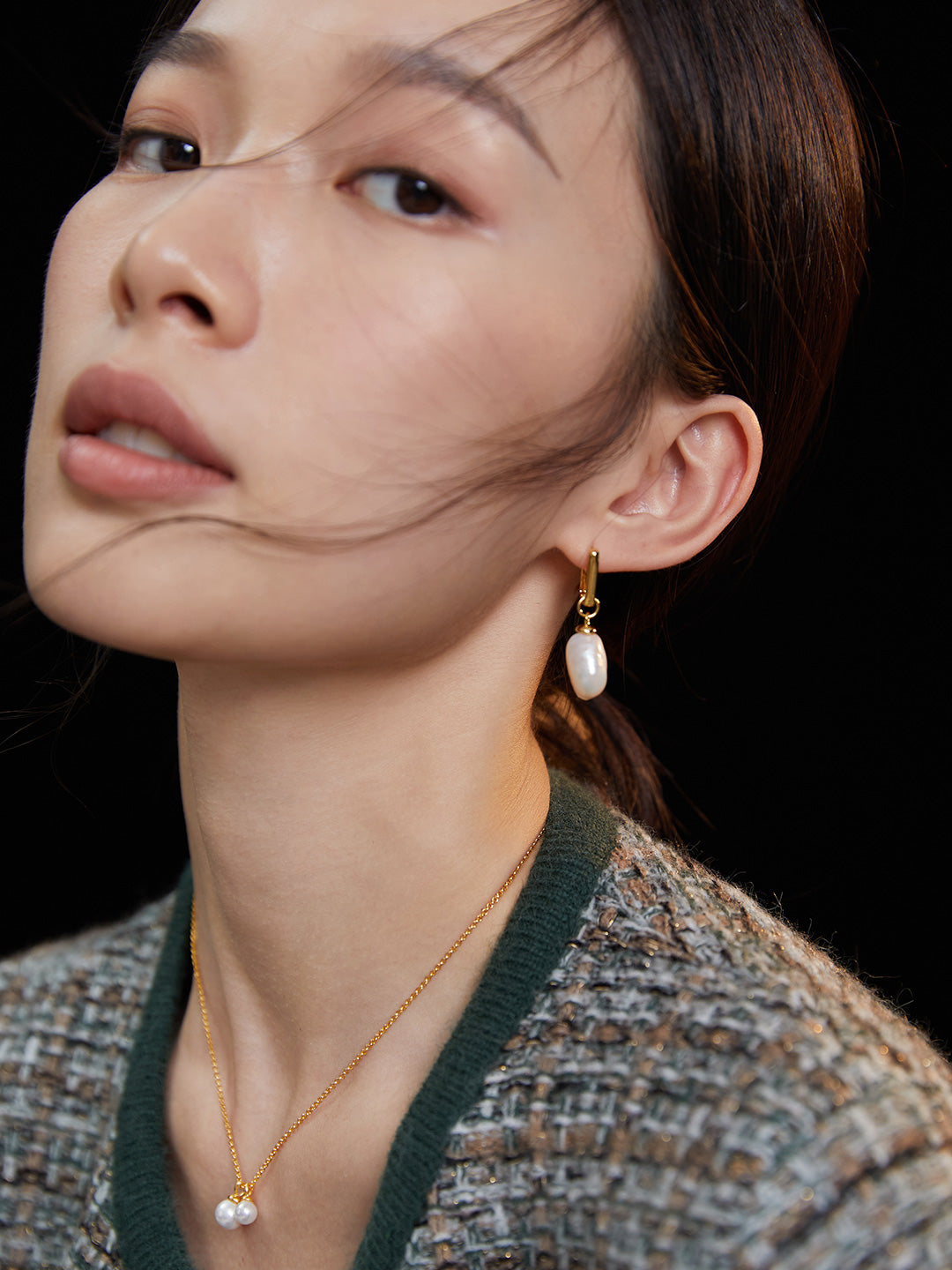 Baroque Pearl Drop Earrings in Sterling Silver