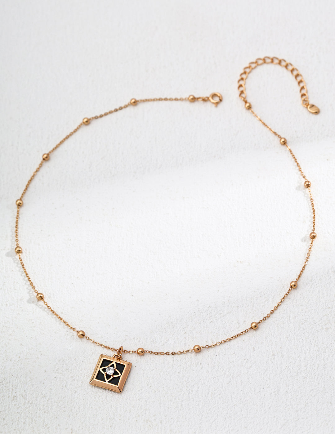 Square Agate and Cubic Zirconia Pendant Necklace
