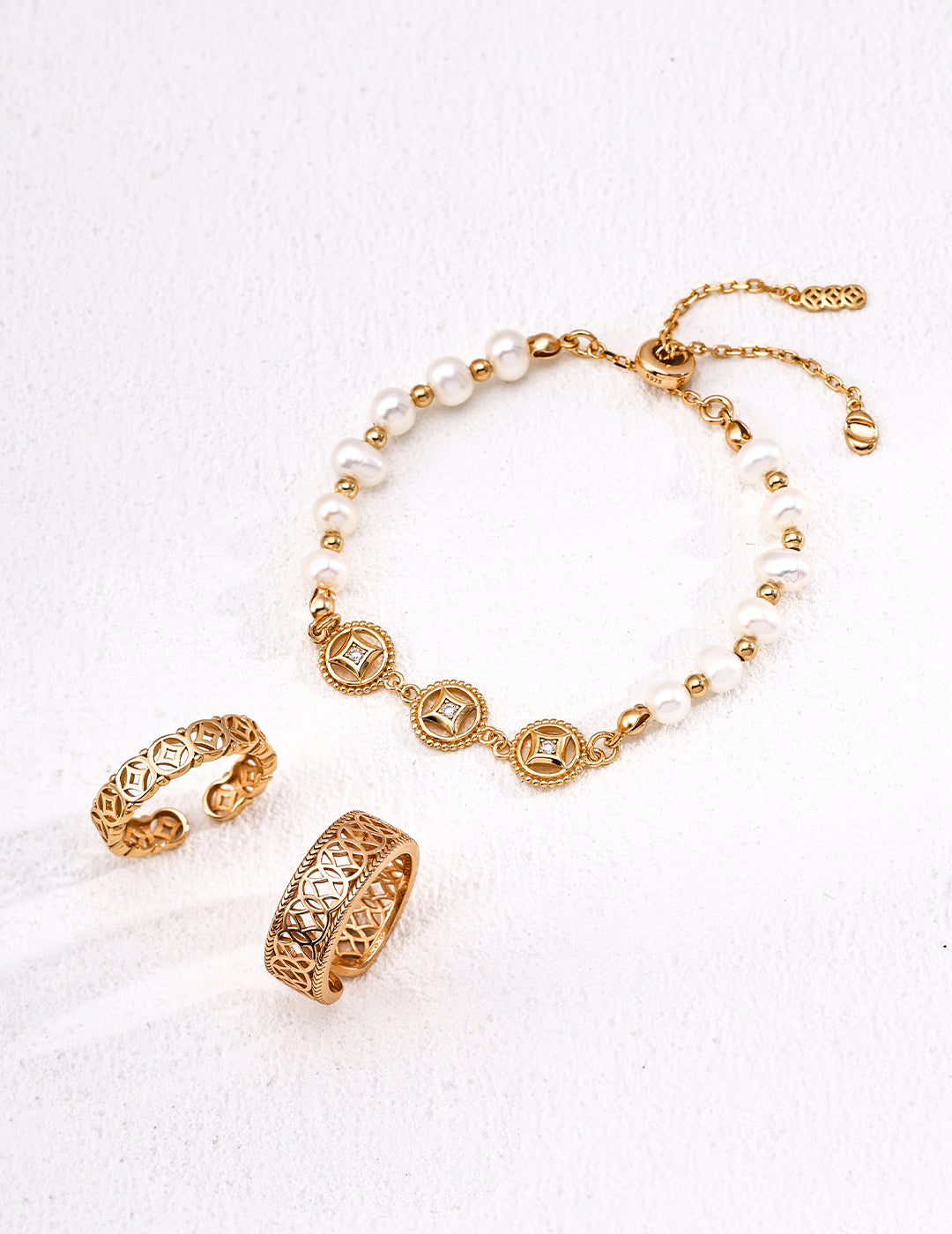 Prosperity: Sterling Silver Pearl and Gold Crystal Bracelet